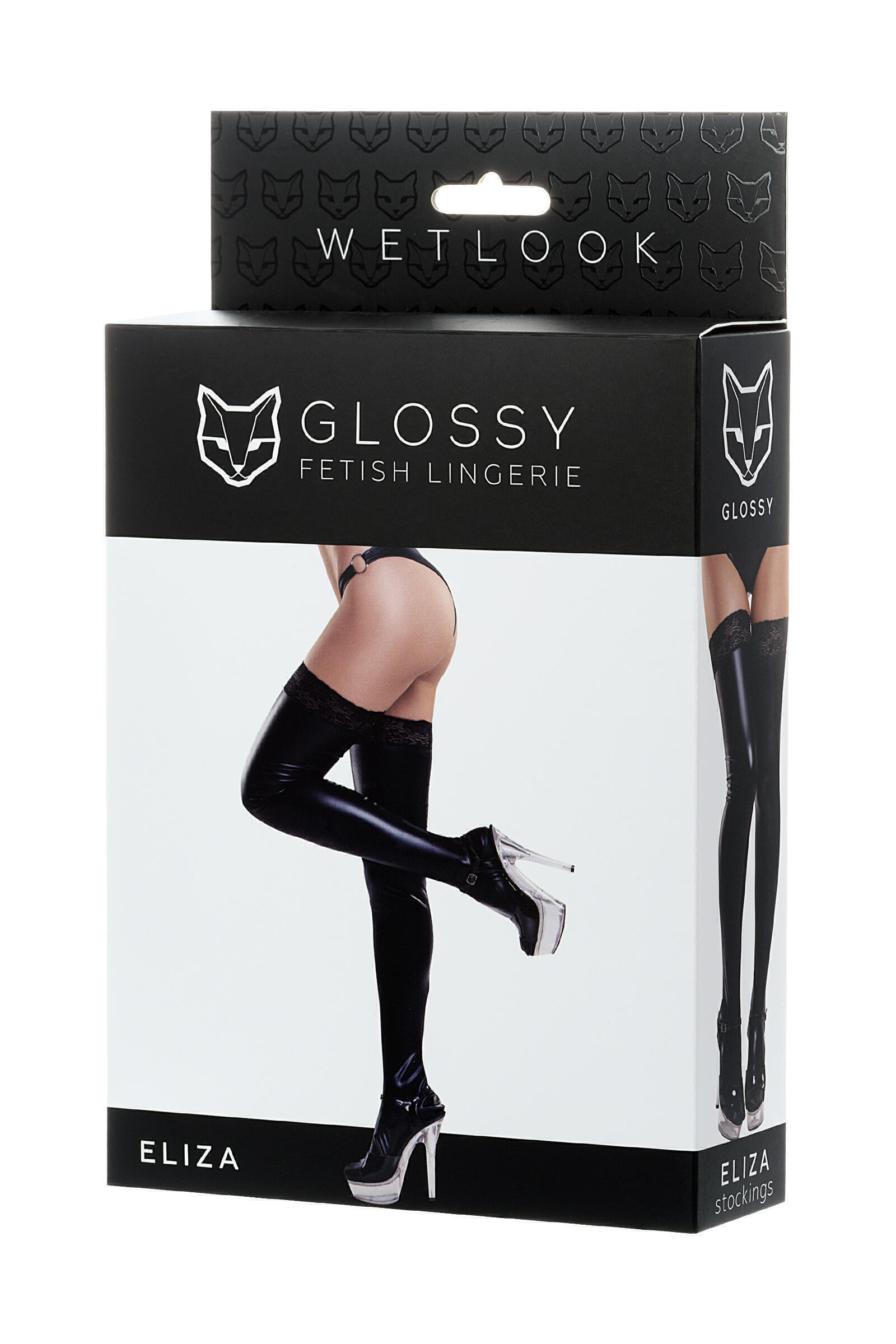 Чулки Erolanta Glossy Eliza из материала Wetlook, черные, S