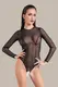 Эротическое боди Waname Apparel Grace с длинными рукавами черное, L