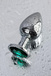 Анальная пробка Metal by Toyfa с кристаллом цвета изумруд, серебристая