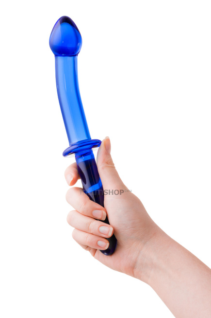 Фаллоимитатор двухсторонний Sexus Glass анально-вагинальный, синий, 25 см - фото 2