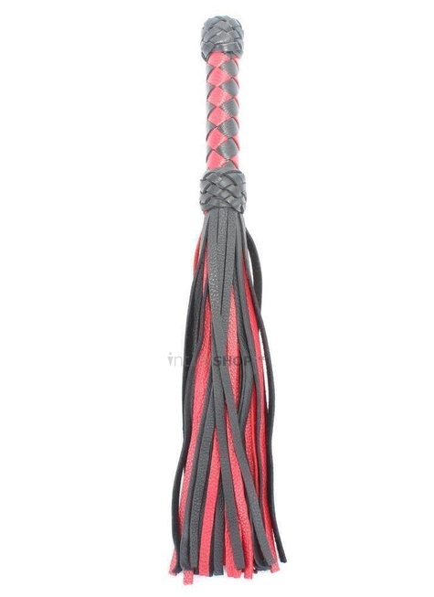 Плеть черно-красная с плетеной ручкой БДСМ арсенал от IntimShop