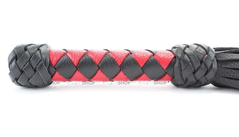 Плеть черно-красная с плетеной ручкой БДСМ арсенал от IntimShop