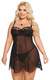 Ночная сорочка и стринги SoftLine Collection Carla XL, черные