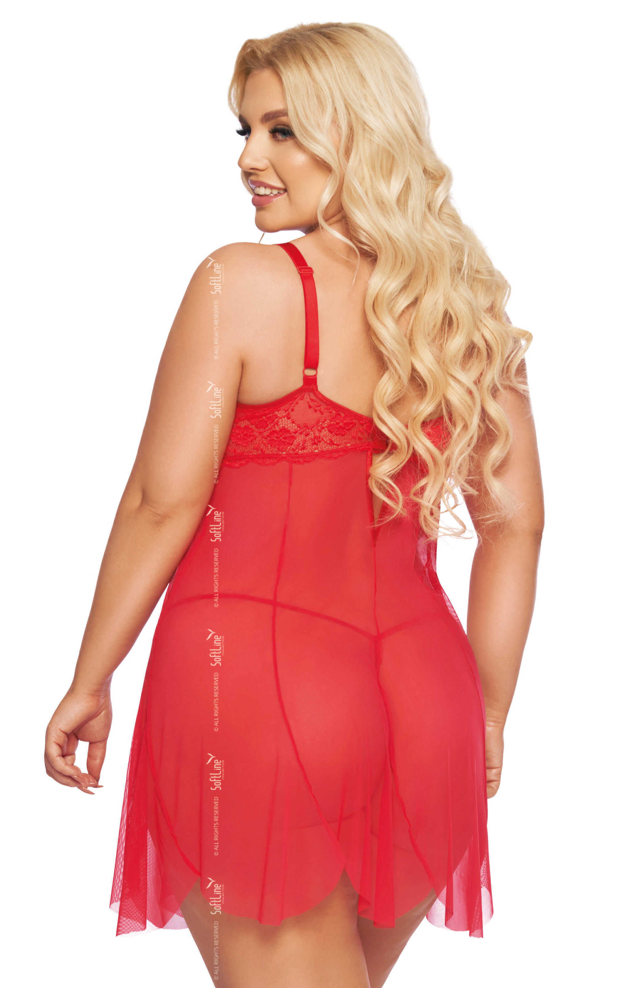 Ночная сорочка и стринги SoftLine Collection Carla XXL, красные