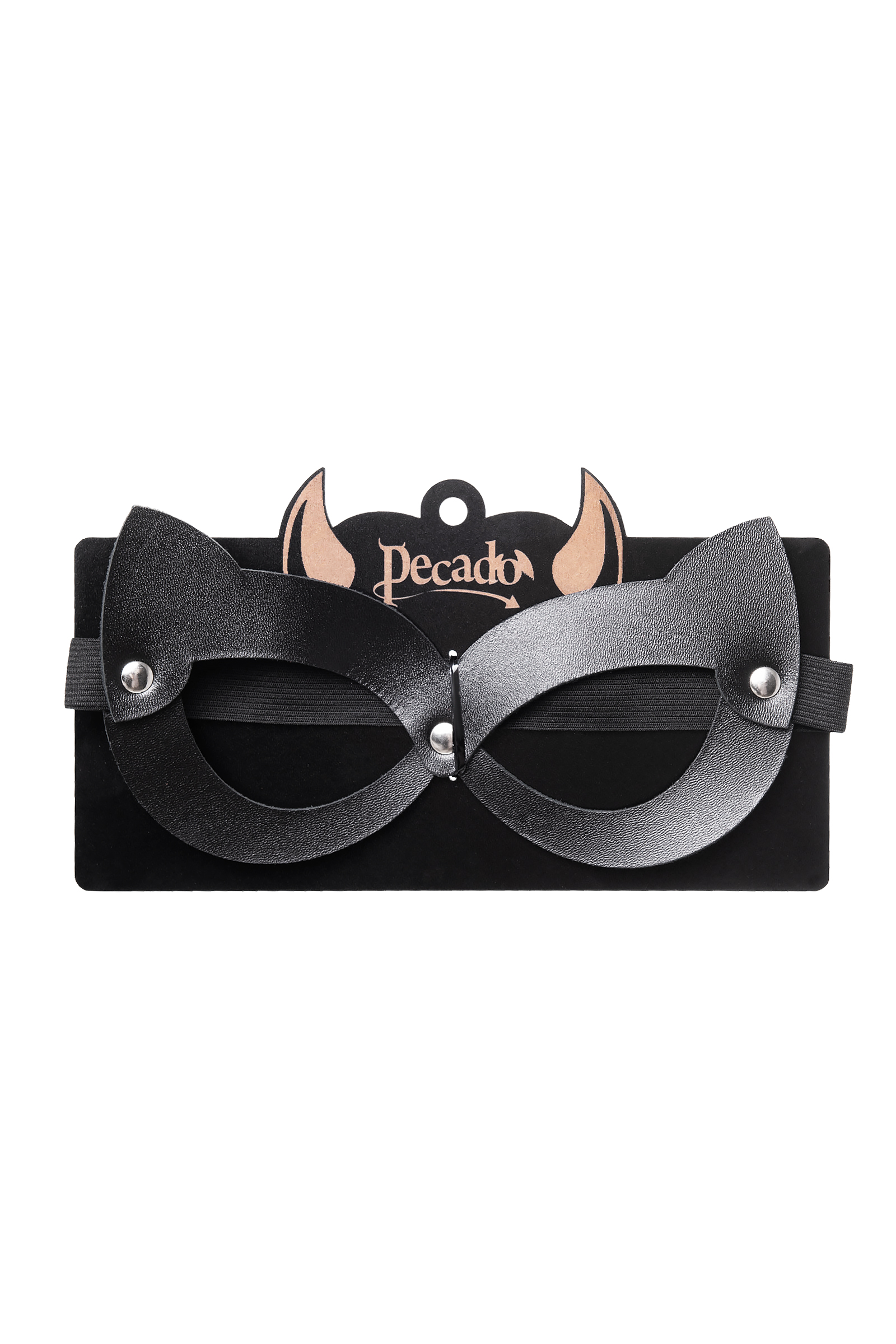 Маска-кошка открытая Pecado BDSM с ушками, черная