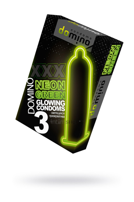 Презервативы Domino Neon №3 светящиеся, зеленые, 3 шт от IntimShop