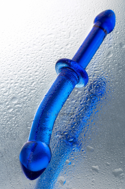 Фаллоимитатор двухсторонний Sexus Glass анально-вагинальный, синий, 25 см - фото 8