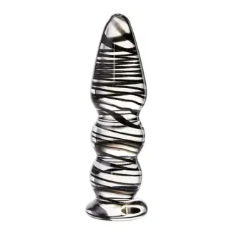 Анальная пробка Sexus Glass с черными полосами, бесцветная