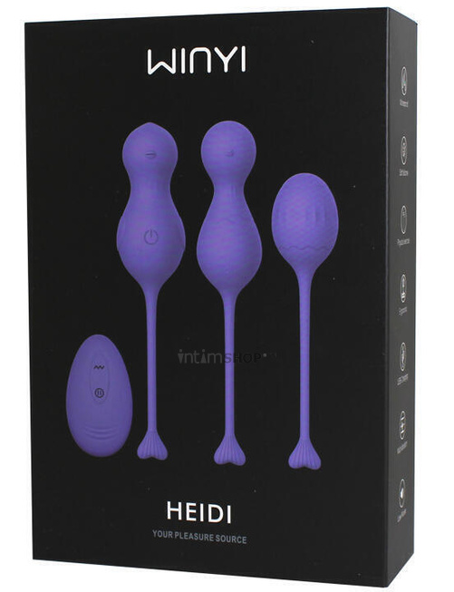 Набор вагинальных шариков Winyi Heidi с пультом ДУ, фиолетовый - фото 2