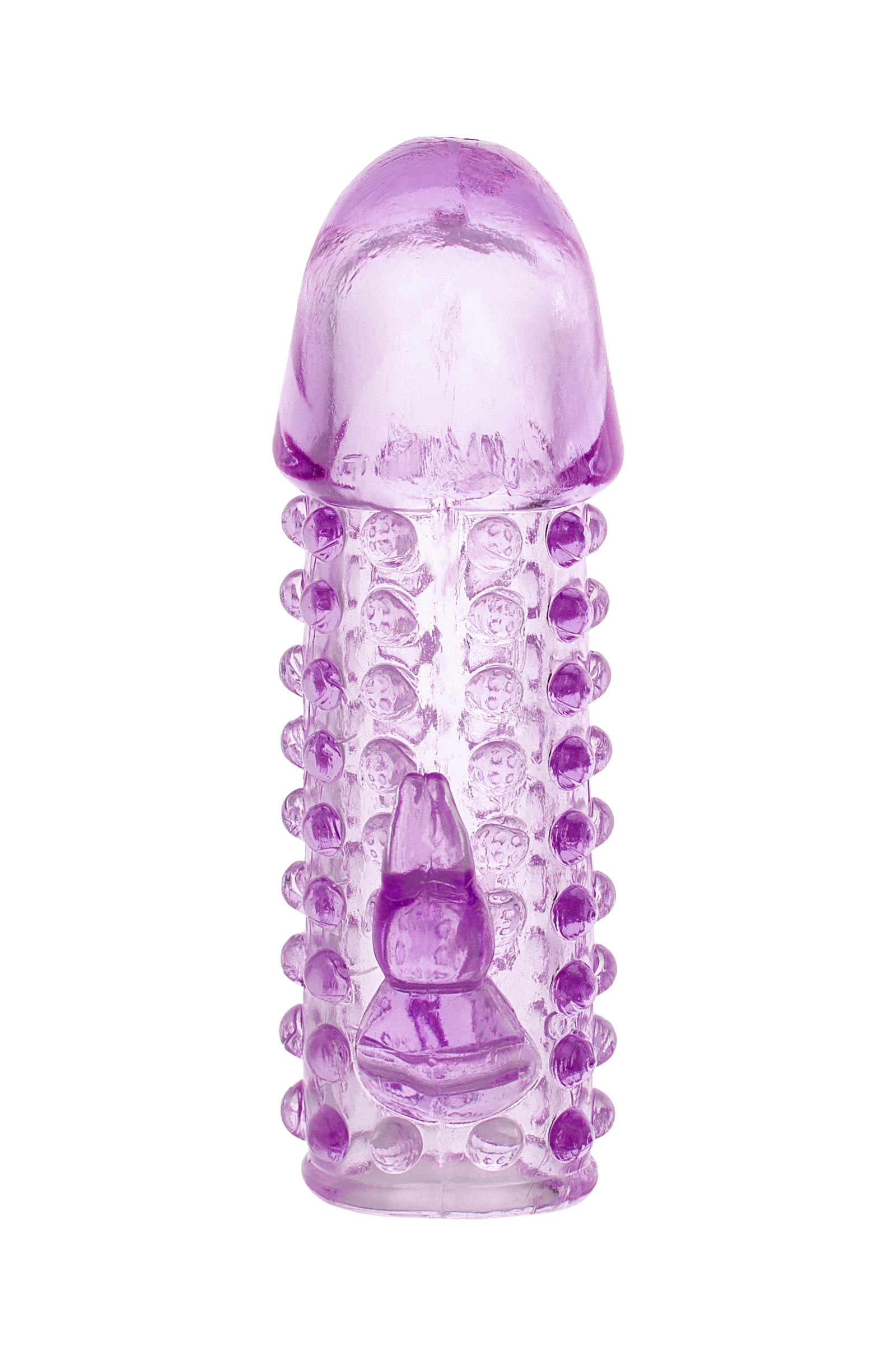 Насадка на член с шишечками и отростками для тройной стимуляции Toyfa, фиолетовая