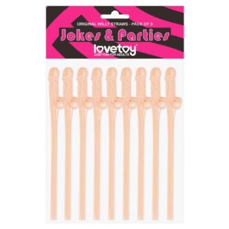  Коктейльные трубочки LoveToy Original Willy Straws в форме фаллоса 9 шт, телесные 