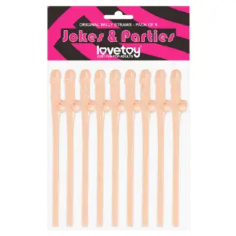  Коктейльные трубочки LoveToy Original Willy Straws в форме фаллоса 9 шт, телесные 