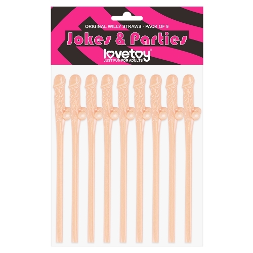 Коктейльные трубочки LoveToy Original Willy Straws в форме фаллоса 9 шт, телесные