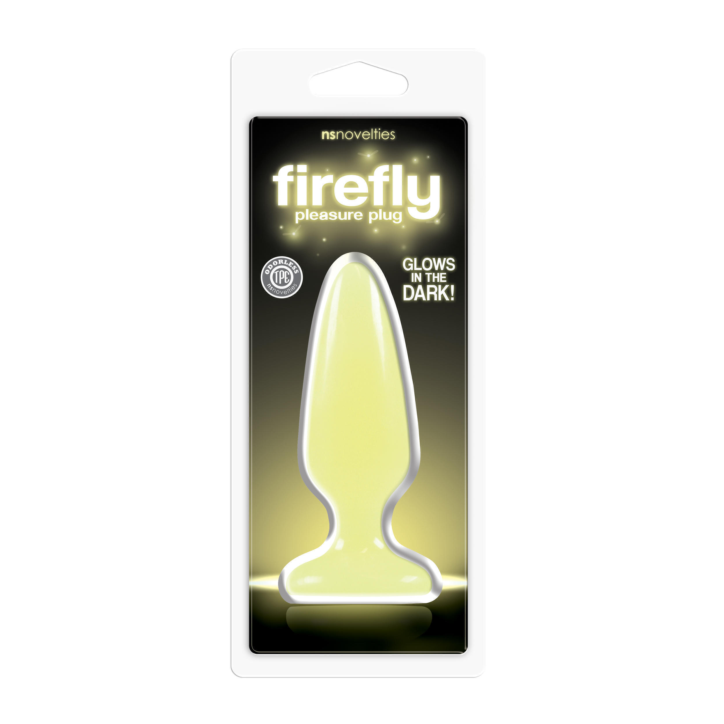 Анальная пробка NS Novelties Firefly Pleasure Plug M светящаяся в темноте, желтая