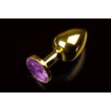 Маленькая анальная пробка с фиолетовым кристаллом Пикантные Штучки, золотистый