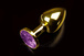 Маленькая анальная пробка с фиолетовым кристаллом Пикантные Штучки, золотистый
