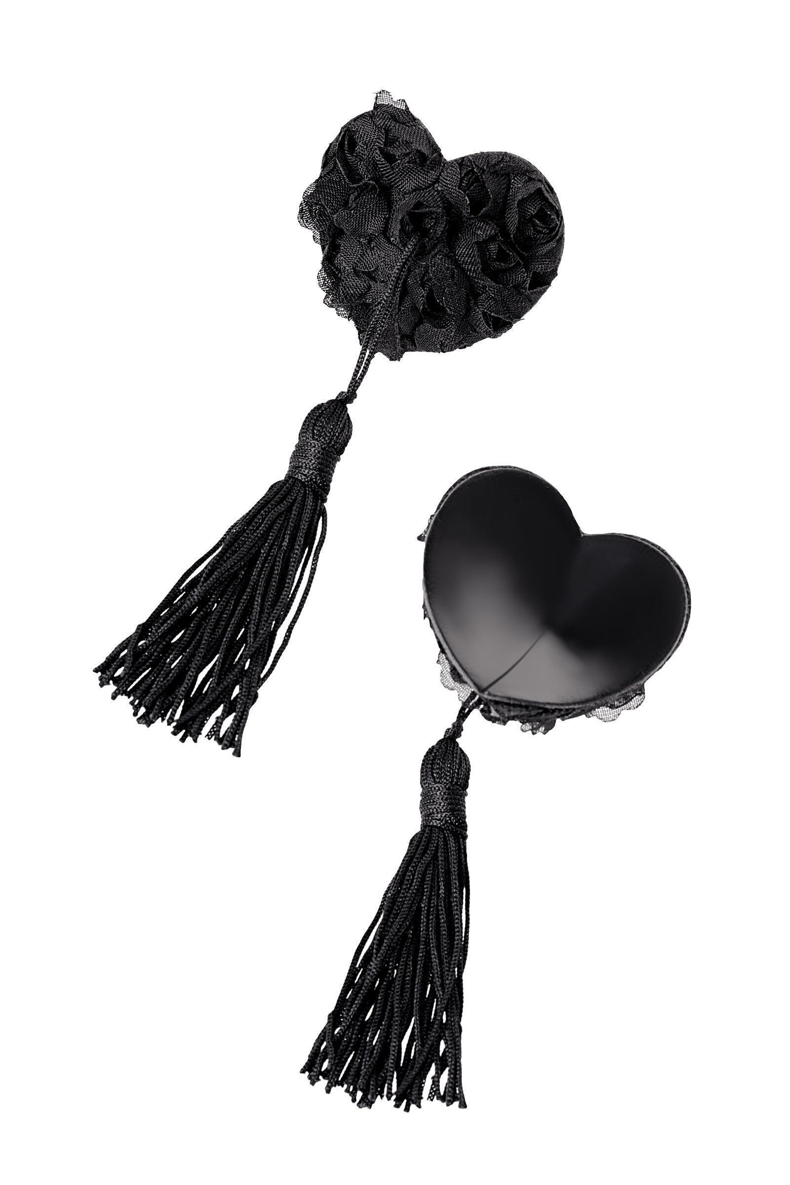 Пэстис Erolanta Rose в форме сердец с розами и кисточками, чёрные