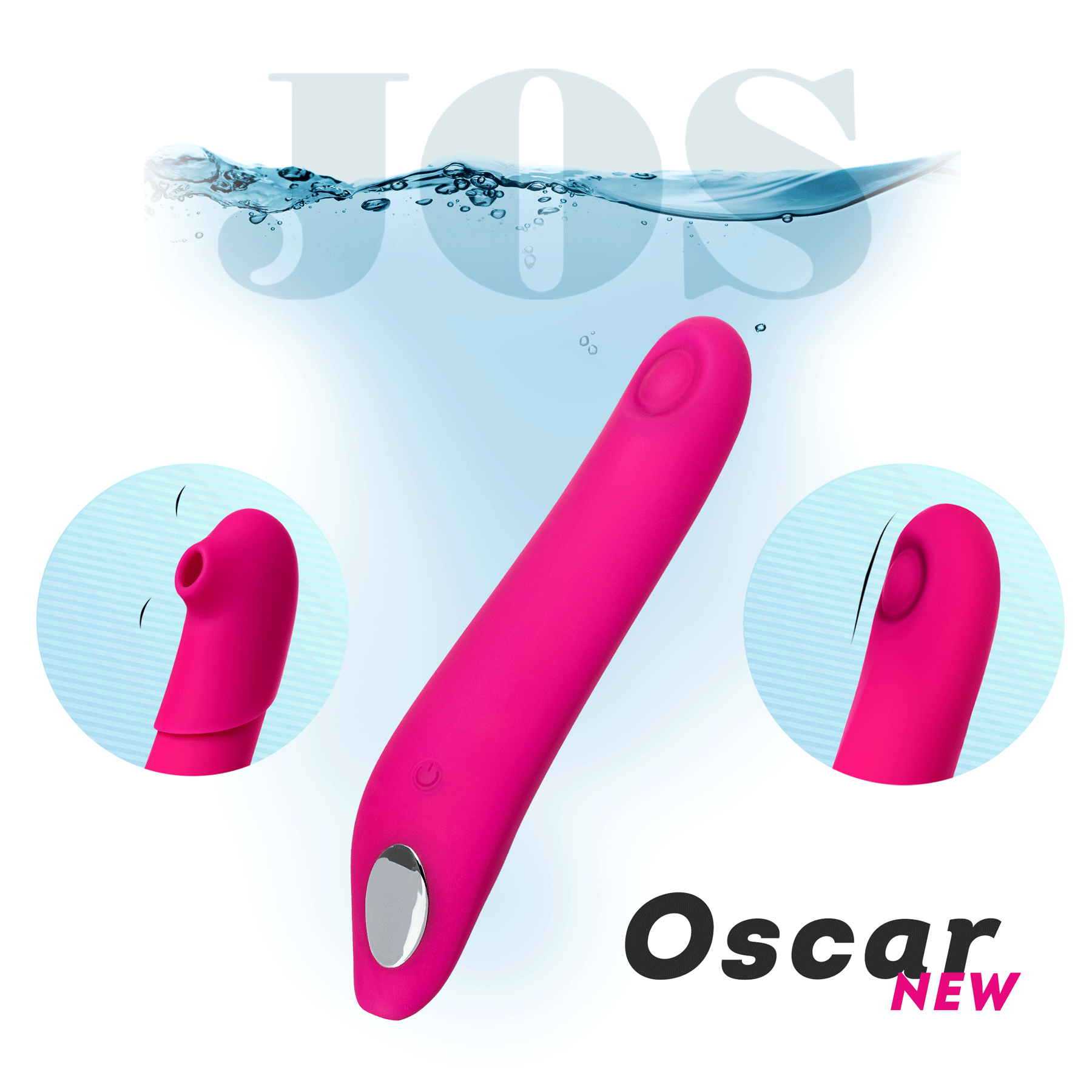 Стимулятор с осцилляцией и вакуум-волновой стимуляцией Jos Oscar, розовый