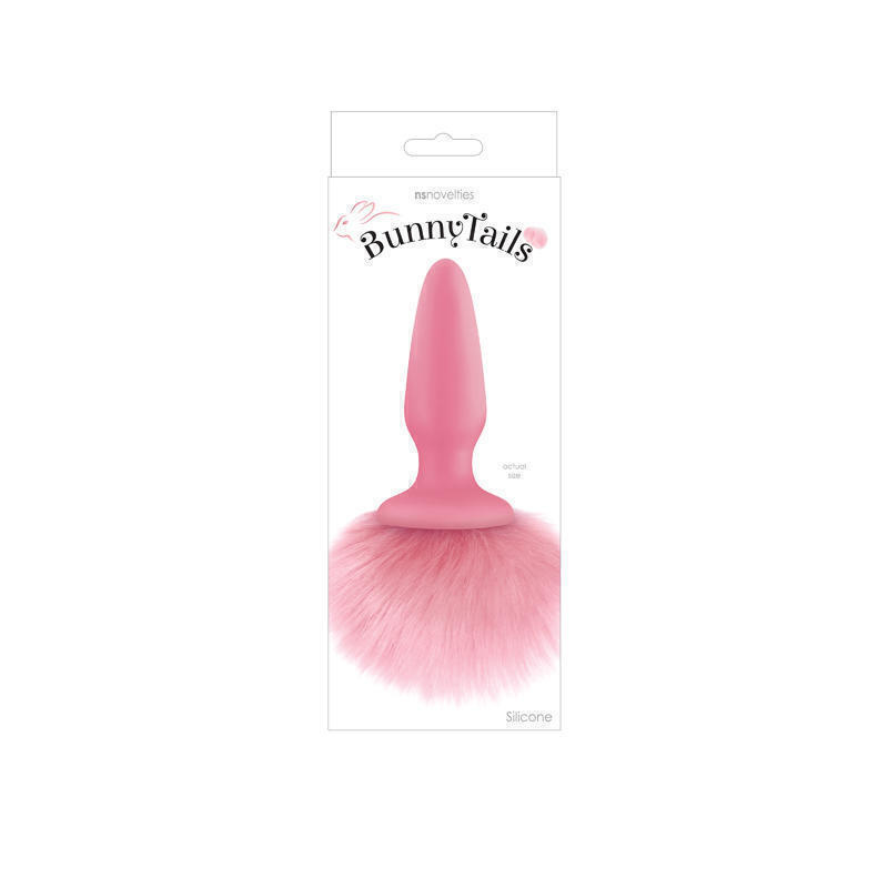 Анальная пробка Bunny Tails - Pink с коротким розовым хвостиком 