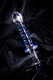 Двусторонний стеклянный фаллоимитатор Sexus Glass с синей спиралью, бесцветный
