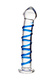 Фаллоимитатор Sexus Glass с синей спиралью, бесцветный, 17 см