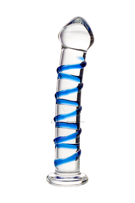 Фаллоимитатор Sexus Glass с синей спиралью, бесцветный, 17 см - фото 1