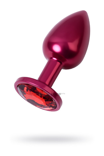 фото Анальная пробка Toyfa Metal с кристалом цвета рубин, 7,2 см, красный