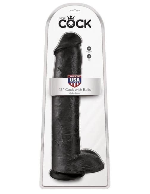 Фаллоимитатор-гигант черный King Cock 15 Cock with Balls Pipedream от IntimShop