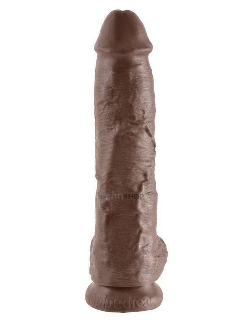Фаллоимитатор-гигант на присоске с мошонкой Pipedream King Cock 10", коричневый от IntimShop