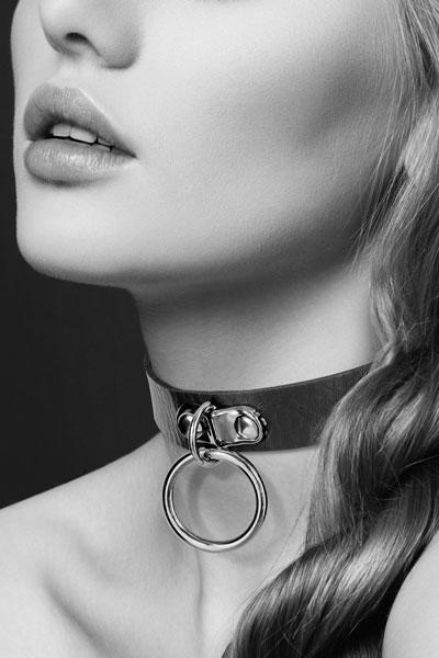 Чокер с кольцом черный COLLIER FETISH NOIR Bijoux pour toi