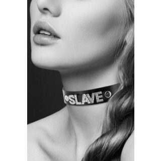 Чокер с надписью Slave COLLIER STRASS SLAVE CUIR BOVIN Bijoux pour toi