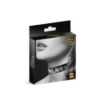 Чокер с надписью Slave COLLIER STRASS SLAVE CUIR BOVIN Bijoux pour toi