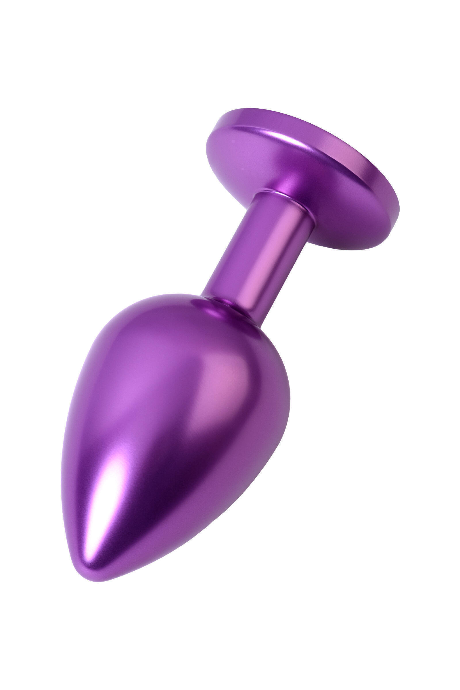 Анальная пробка Toyfa Metal с кристалом цвета аметист, 8,2 см, фиолетовый