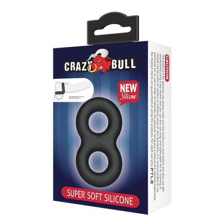 Двойное эрекционное кольцо Baile Crazy Bull Super Soft Silicon 