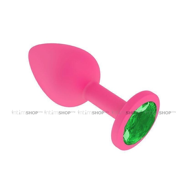 

Анальная втулка Джага-Джага силиконовая, розовая с зеленым кристаллом