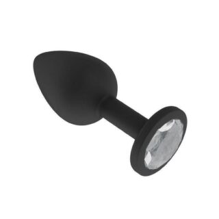 Анальная втулка Джага-Джага силиконовая, черная с бесцветным кристаллом