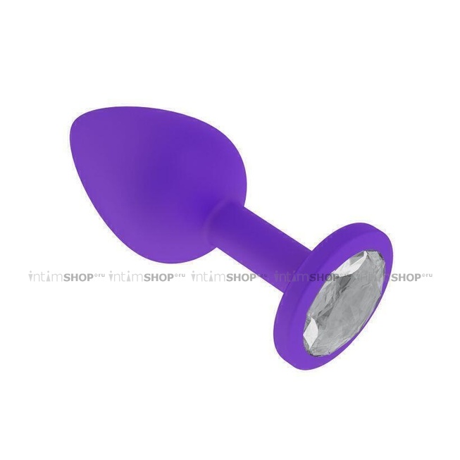 

Анальная втулка Джага-Джага силиконовая, фиолетовая с бесцветным кристаллом