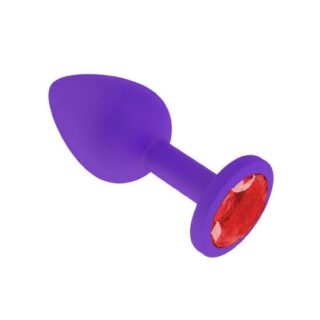 Анальная втулка Джага-Джага силиконовая, фиолетовая с красным кристаллом