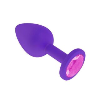 Анальная втулка Джага-Джага силиконовая, фиолетовая с розовым кристаллом