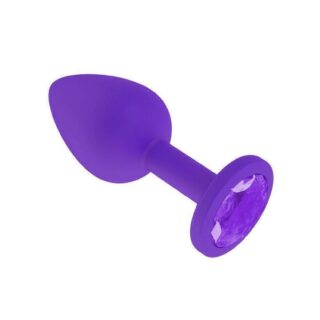 Анальная втулка Джага-Джага силиконовая, фиолетовая с фиолетовым кристаллом