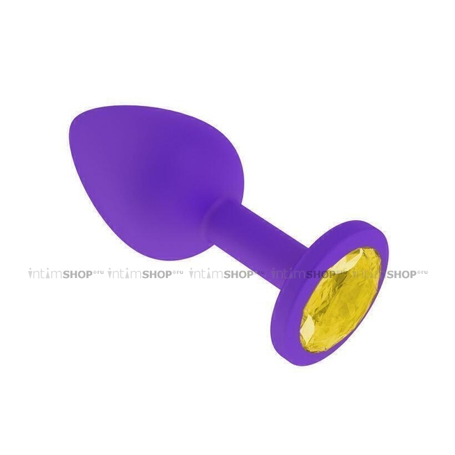 фото Анальная втулка Джага-Джага силиконовая, фиолетовая с желтым кристаллом