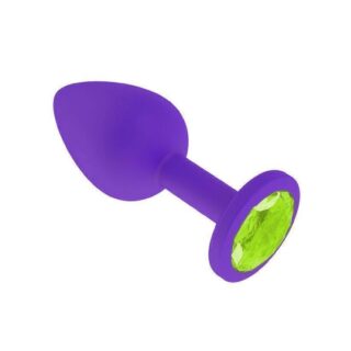 Анальная втулка Джага-Джага силиконовая, фиолетовая с салатовым кристаллом