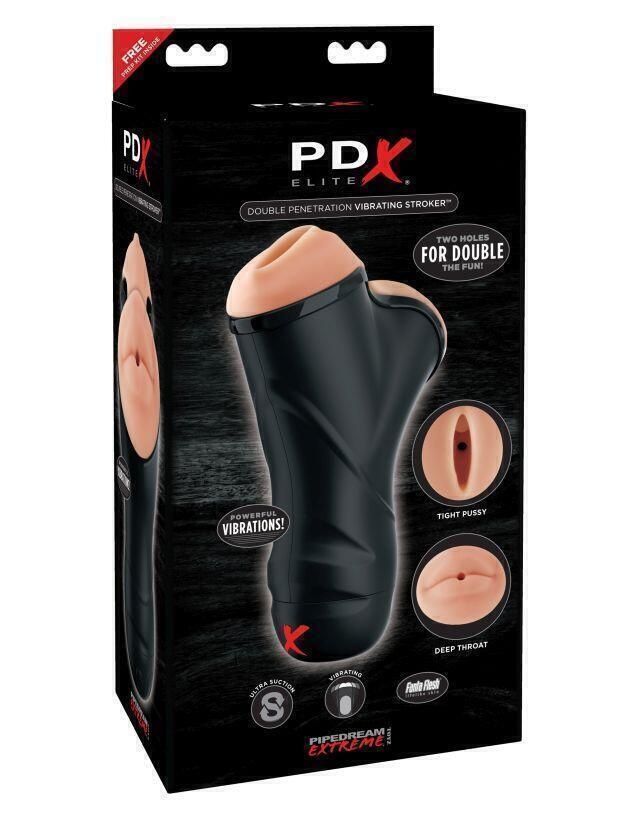 Двойной мастурбатор Pipedream PDX Elite Double Penetration Vibrating Stroker, черный 
