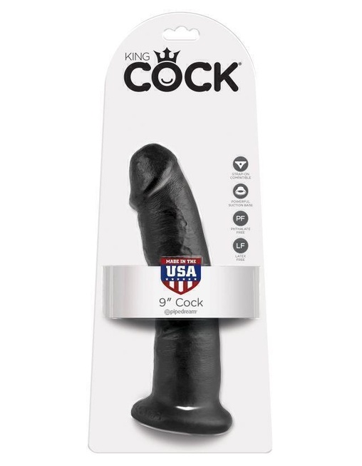 Фаллоимитатор реалистик на присоске черный King Cock 9 Cock Black Pipedream от IntimShop