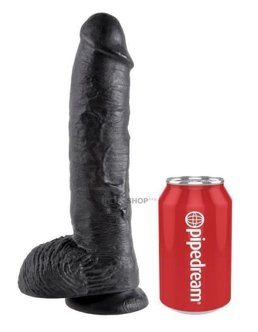 фото Фаллоимитатор-гигант на присоске с мошонкой Pipedream King Cock 25,4 см, черный
