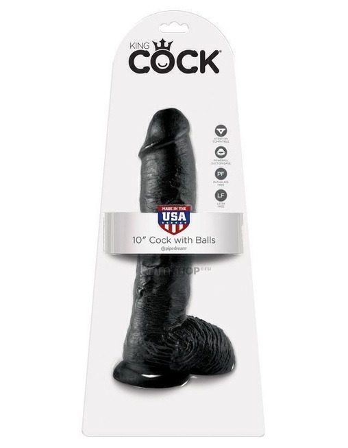 Фаллоимитатор-гигант на присоске с мошонкой Pipedream King Cock 25,4 см, черный от IntimShop
