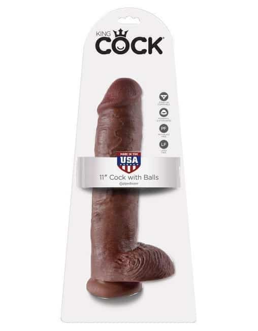 Фаллоимитатор-гигант на присоске с мошонкой Pipedream King Cock 11", коричневый от IntimShop