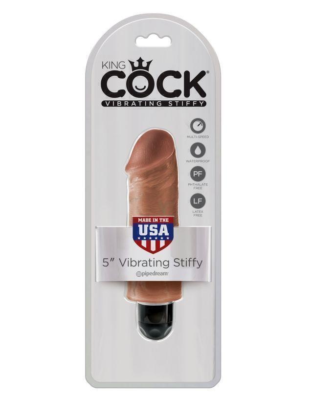 Вибромассажер Pipedream King Cock 5" Vibrating Stiffy Tan, загорелый 