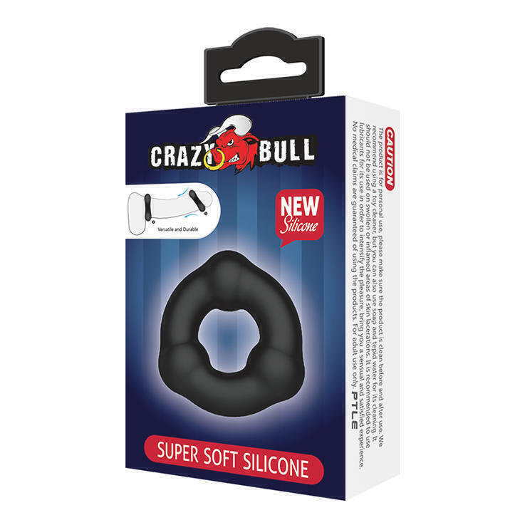 Эрекционное кольцо Baile Crazy Bull Super с 3-мя шариками, черный