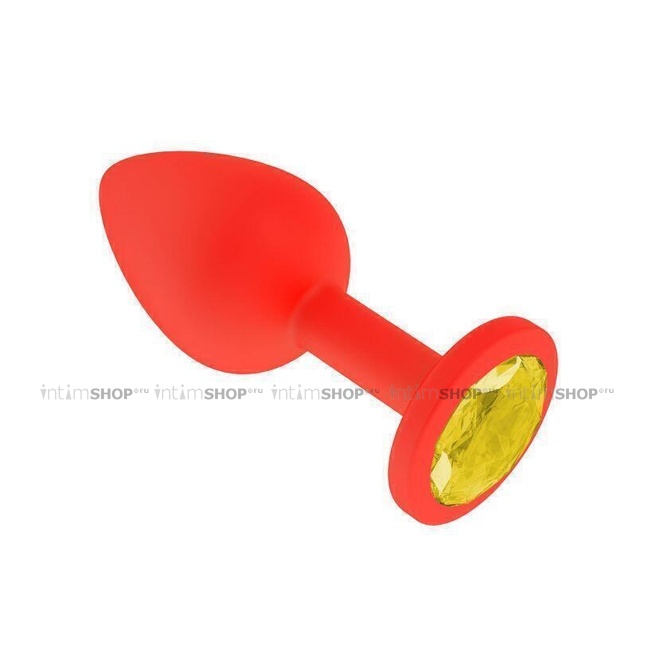 фото Анальная втулка Джага-Джага силиконовая, красная с желтым кристаллом